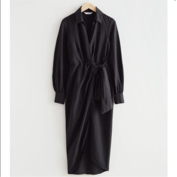 & Other Stories Elegant Black Wrap Dress - Picture 2 of 6